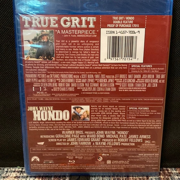 Double Feature True Grit / Hondo- Blue Ray NEW - Picture 2 of 5